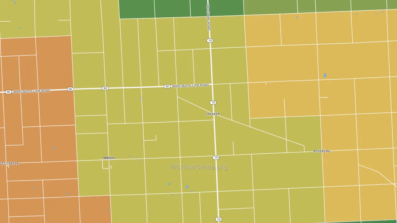 Melvin, MI Map of Robbery Rates