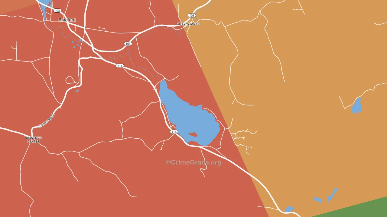 Melvin Mills, NH Map of Robbery Rates