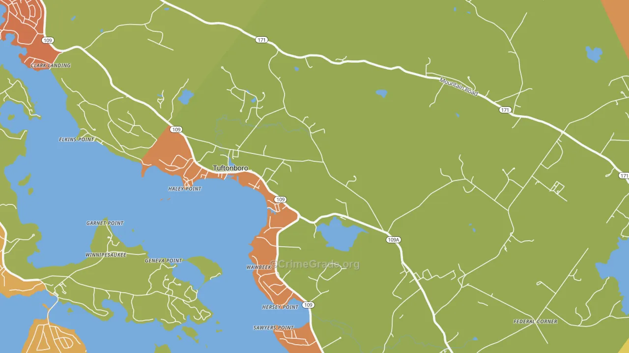 Melvin Village, NH Map of Robbery Rates