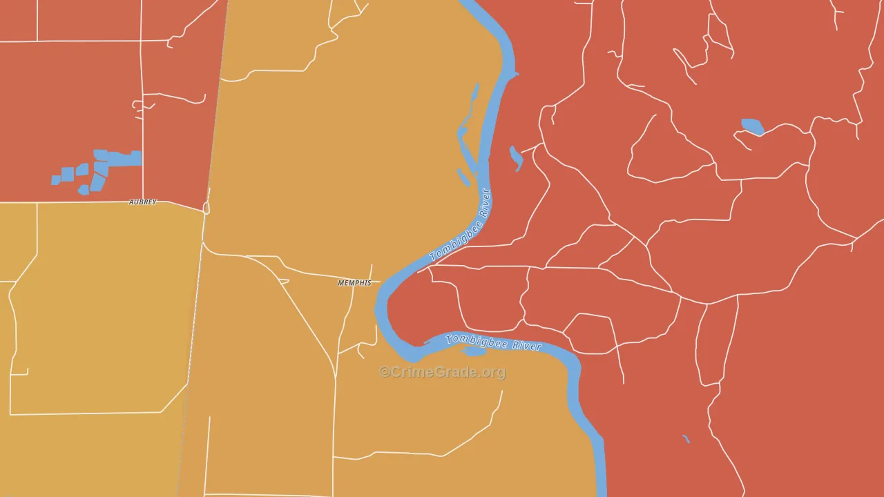 Memphis, AL Map of Robbery Rates