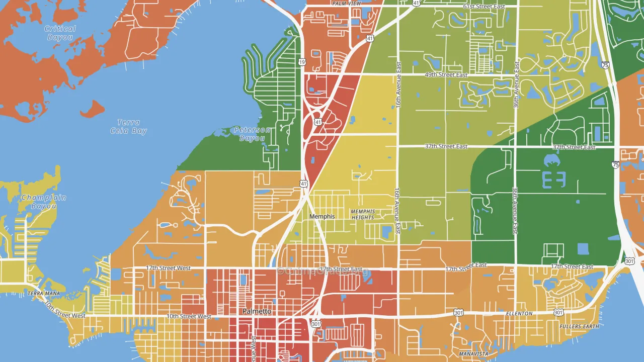 Memphis, FL Map of Robbery Rates