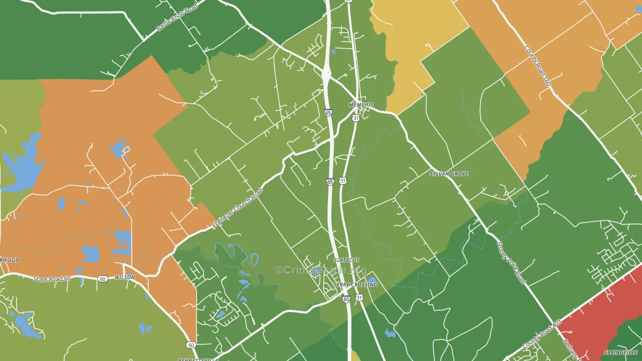 Memphis, IN Map of Robbery Rates