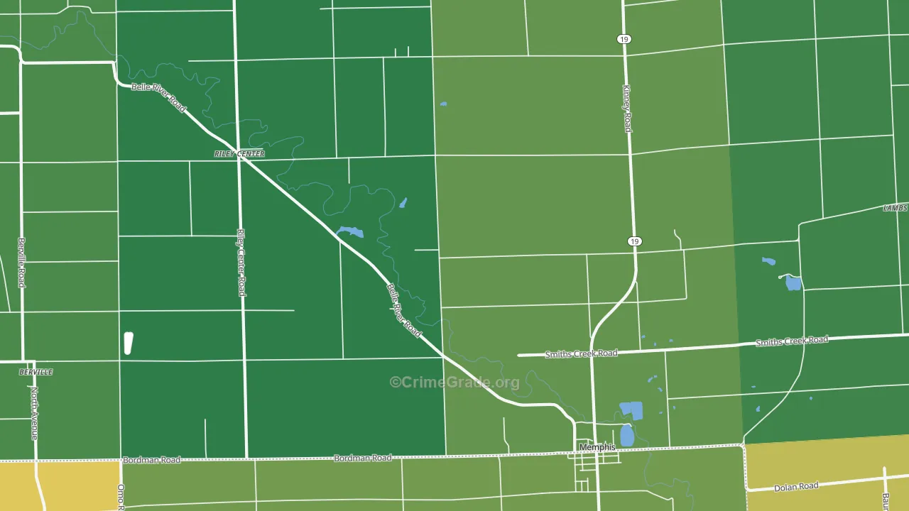 Memphis, MI Map of Robbery Rates