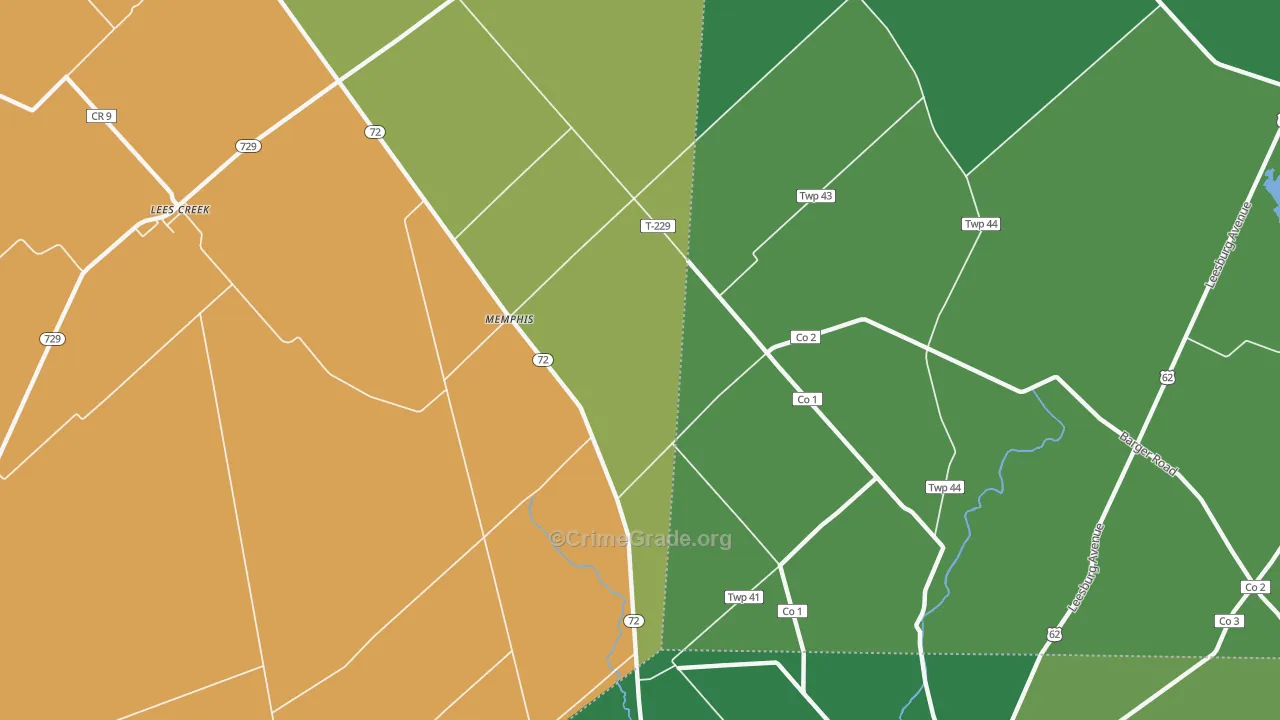 Memphis, OH Map of Robbery Rates