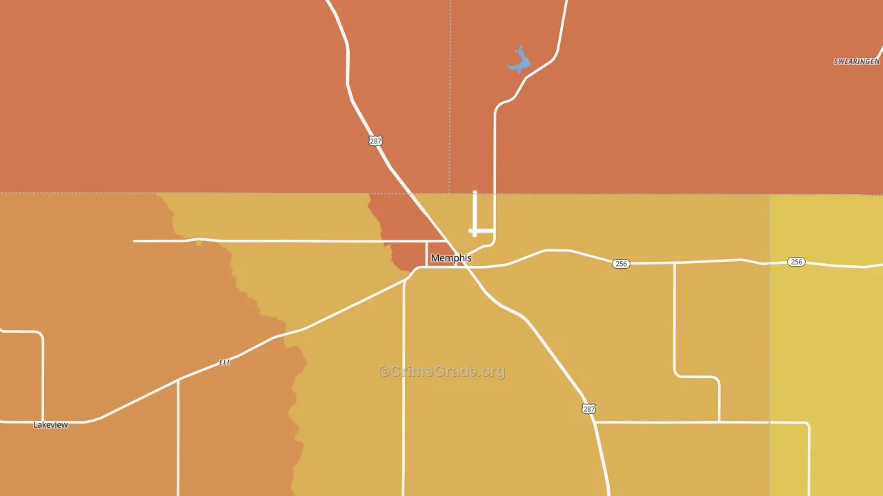 Memphis, TX Map of Robbery Rates