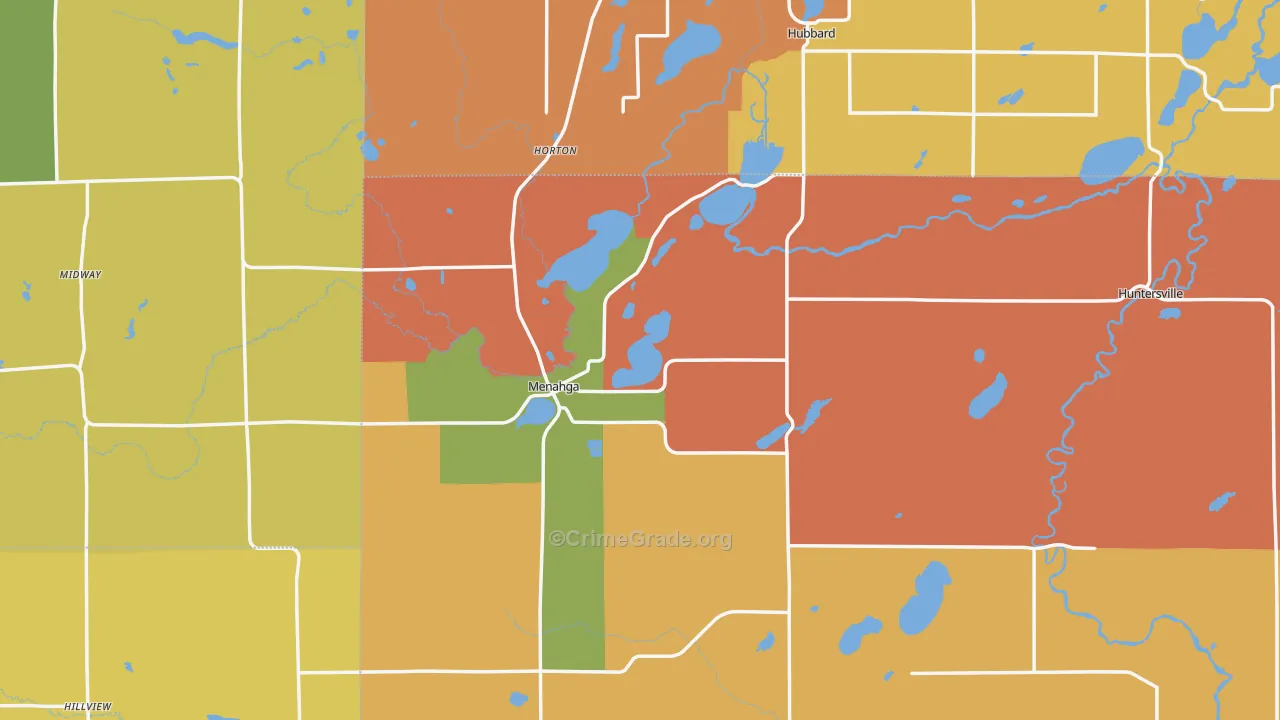 Menahga, MN Map of Robbery Rates