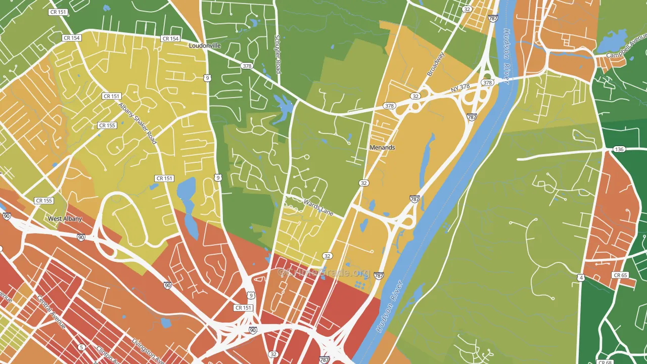 Menands, NY Map of Robbery Rates