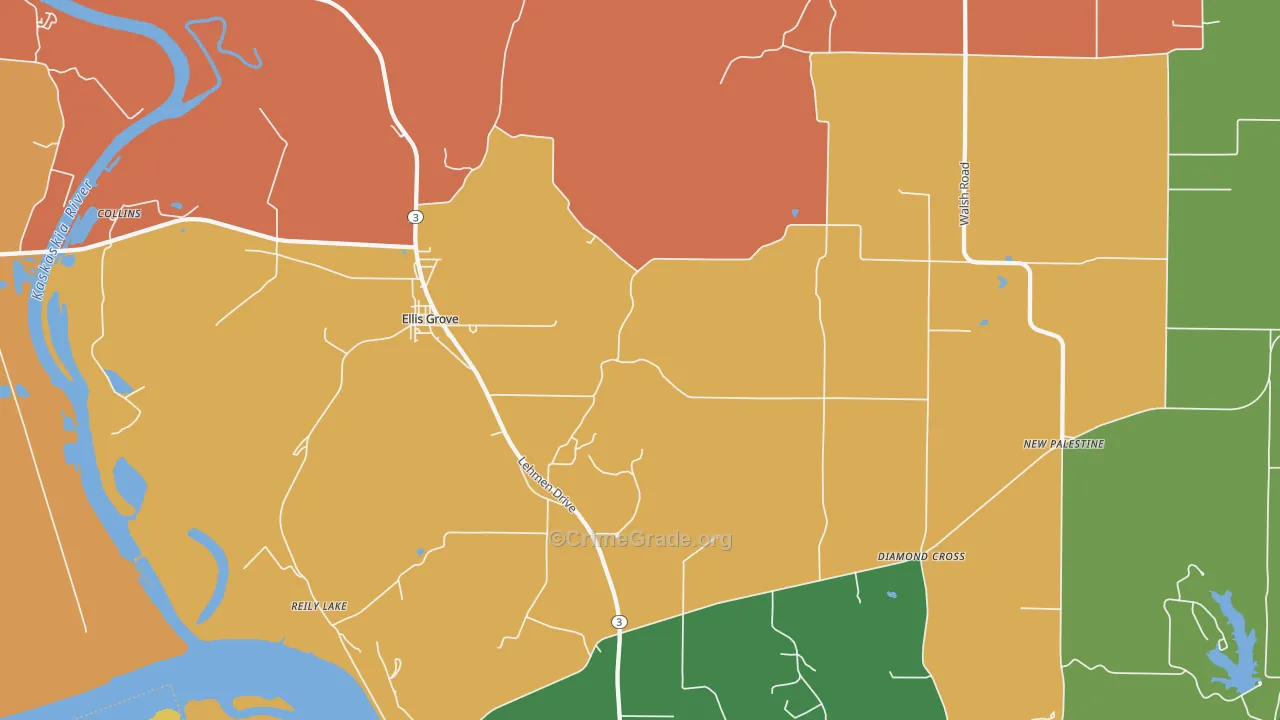 Menard, IL Map of Robbery Rates