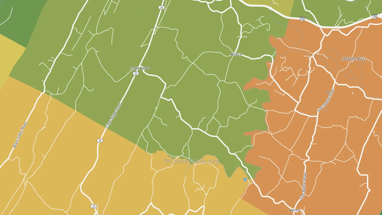 Mench, PA Map of Robbery Rates