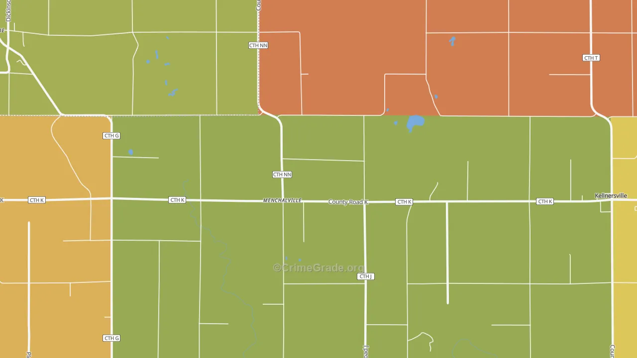 Menchalville, WI Map of Robbery Rates