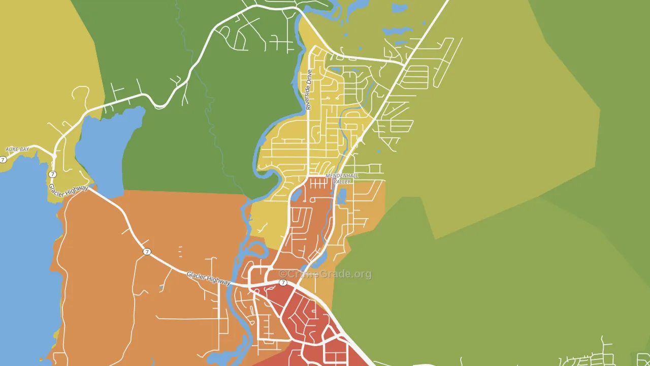 Mendenhall Valley, Juneau, AK Map of Robbery Rates