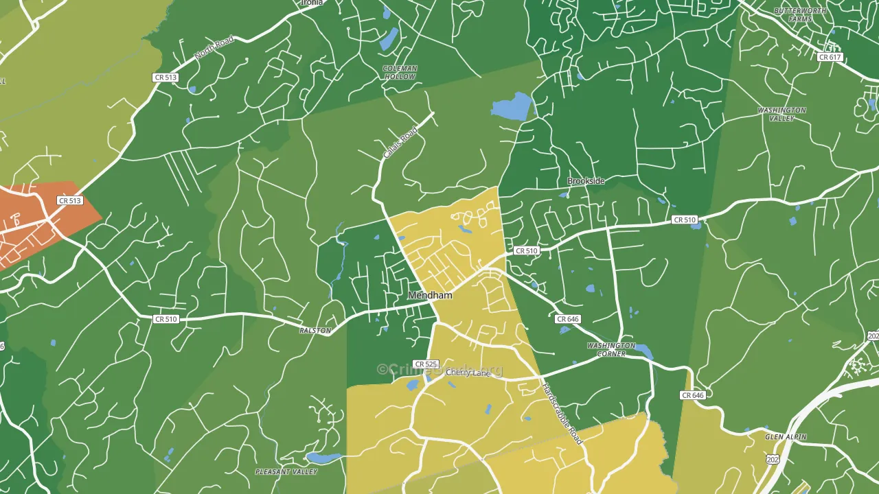 Mendham, NJ Map of Robbery Rates