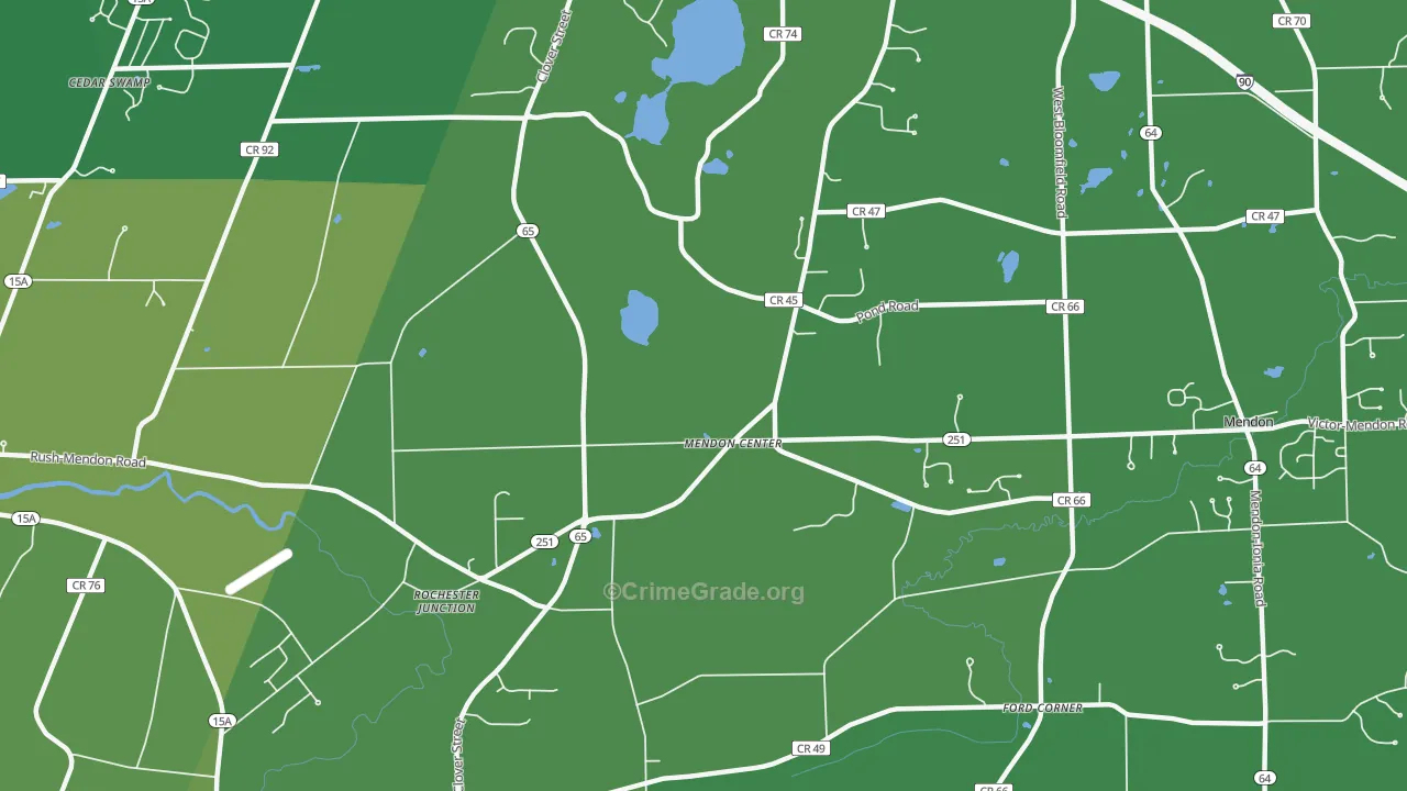 Mendon Center, NY Map of Robbery Rates
