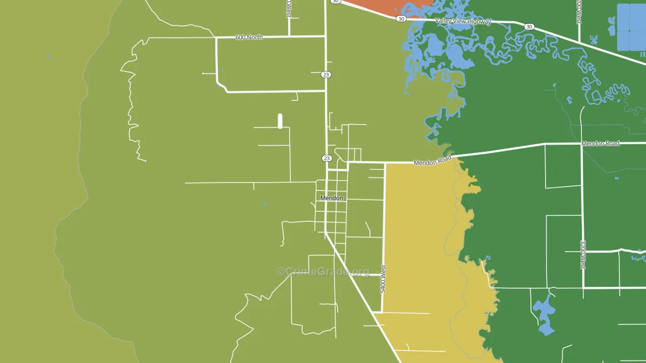 Mendon, UT Map of Robbery Rates