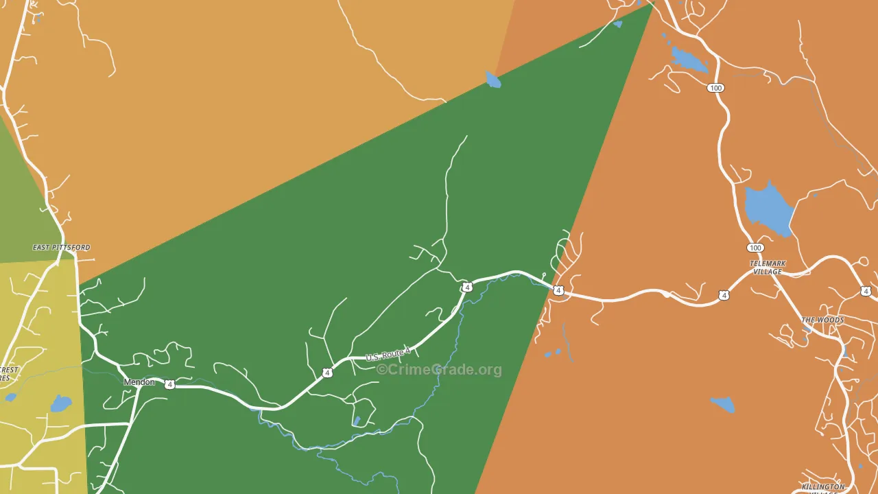 Mendon, VT Map of Robbery Rates