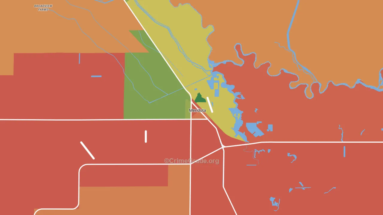 Mendota, CA Map of Robbery Rates