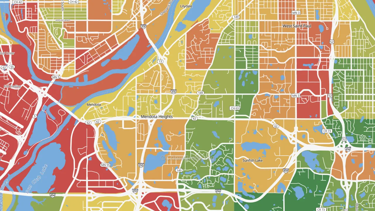 Mendota Heights, MN Map of Robbery Rates
