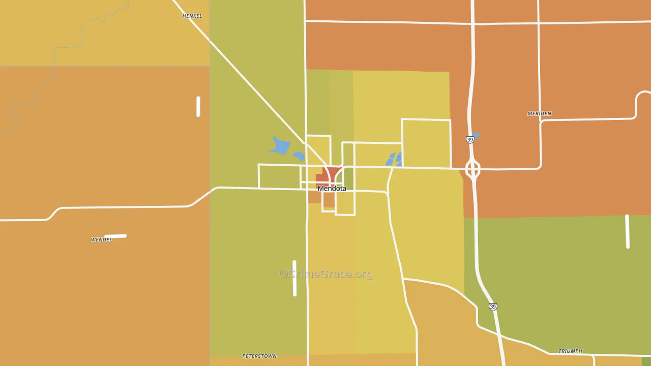 Mendota, IL Map of Robbery Rates