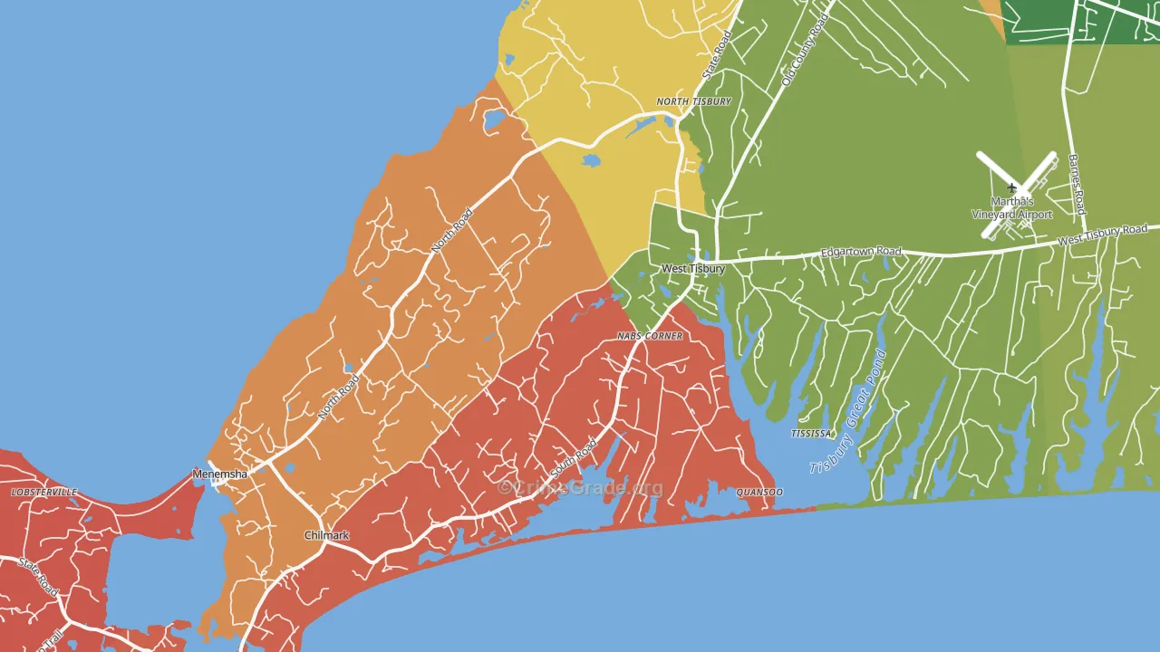 Menemsha, MA Map of Robbery Rates