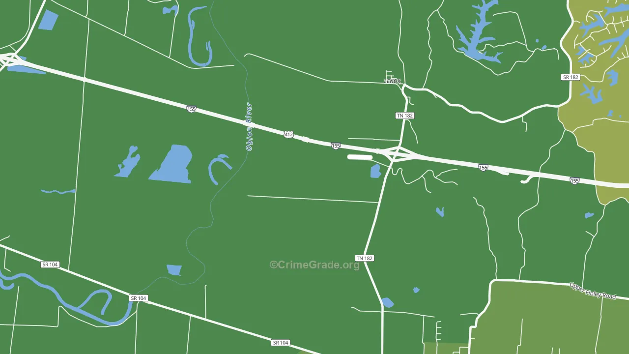 Mengelwood, TN Map of Robbery Rates