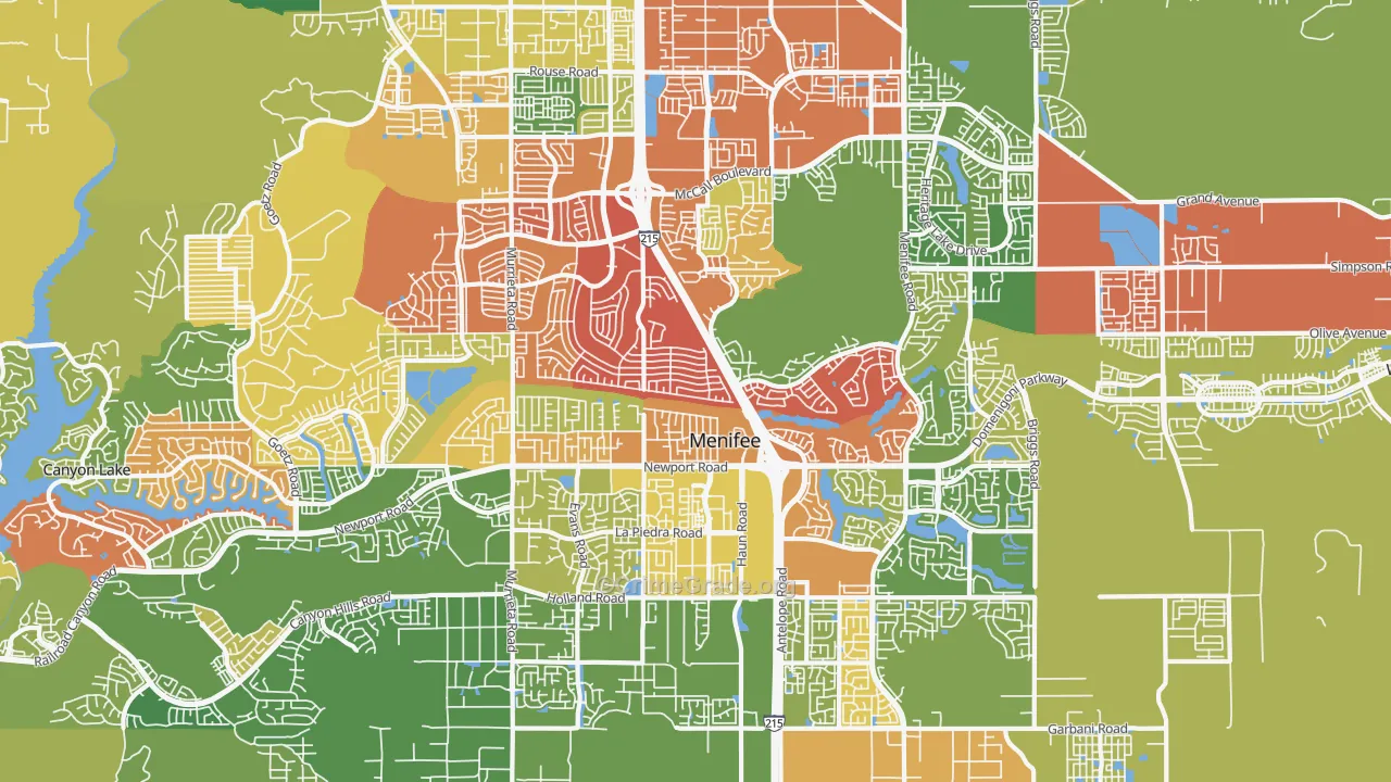 Menifee, CA Map of Robbery Rates