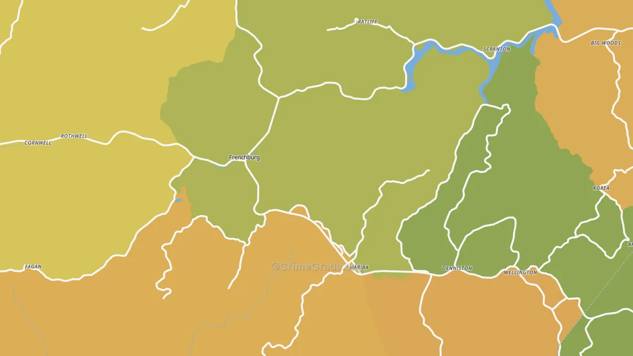 Menifee County, KY Map of Robbery Rates