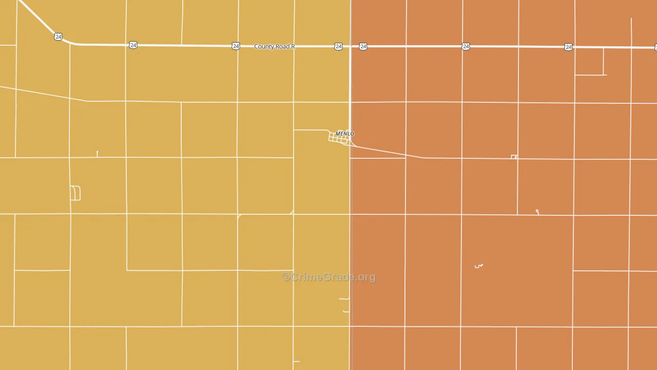 Menlo, KS Map of Robbery Rates