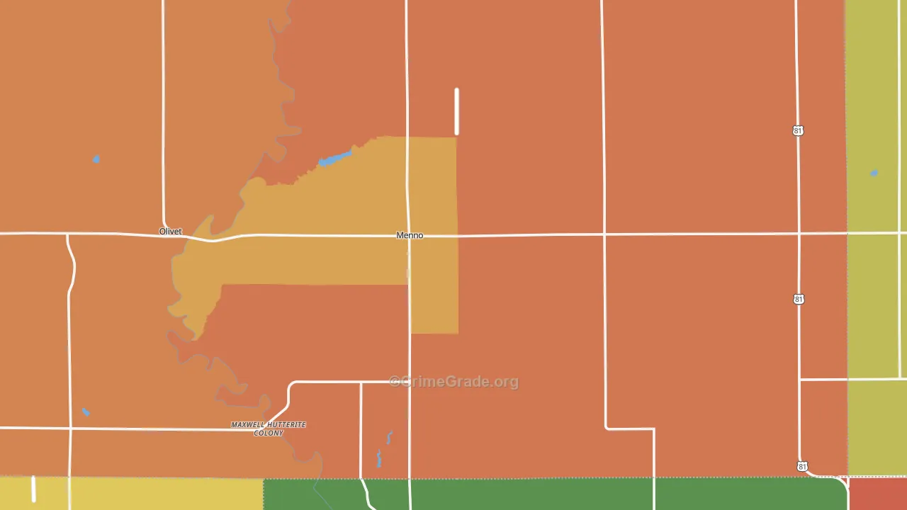 Menno, SD Map of Robbery Rates