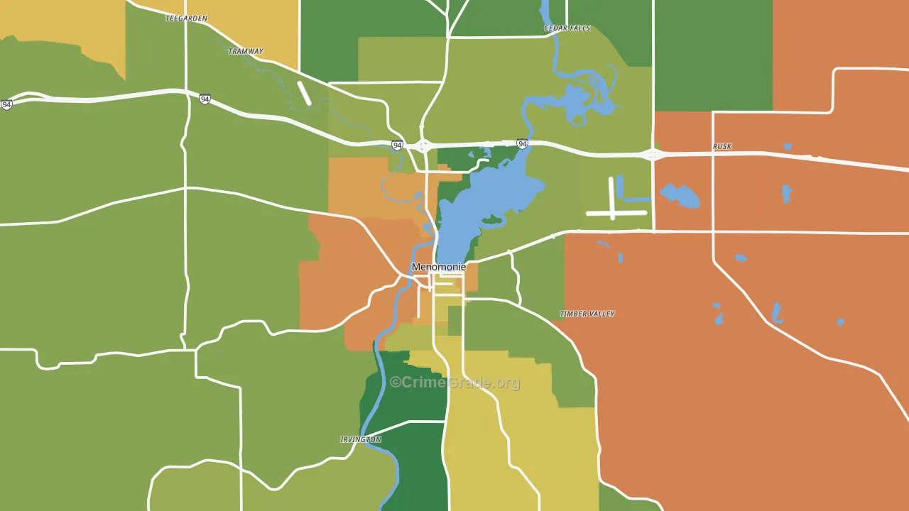 Menomonie, WI Map of Robbery Rates