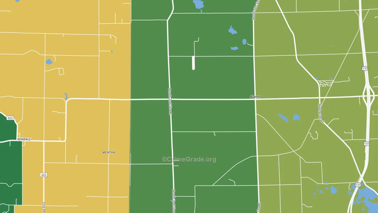 Mentha, MI Map of Robbery Rates
