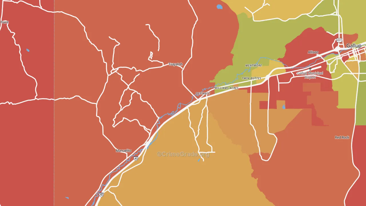 Mentmore, NM Map of Robbery Rates
