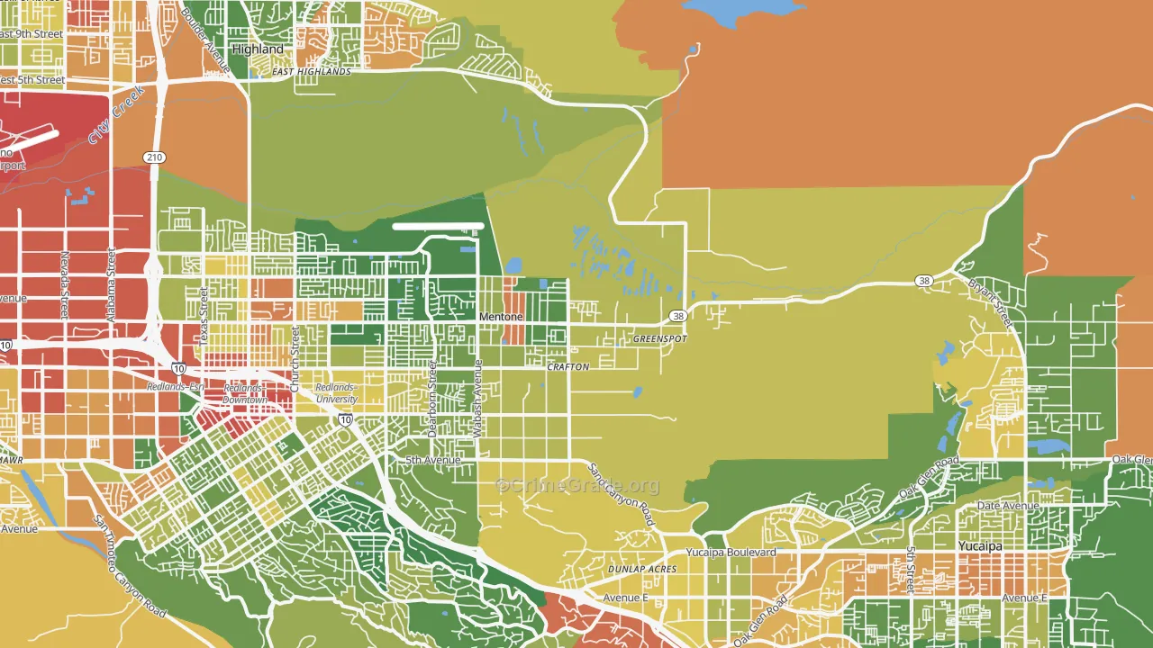 Mentone, CA Map of Robbery Rates