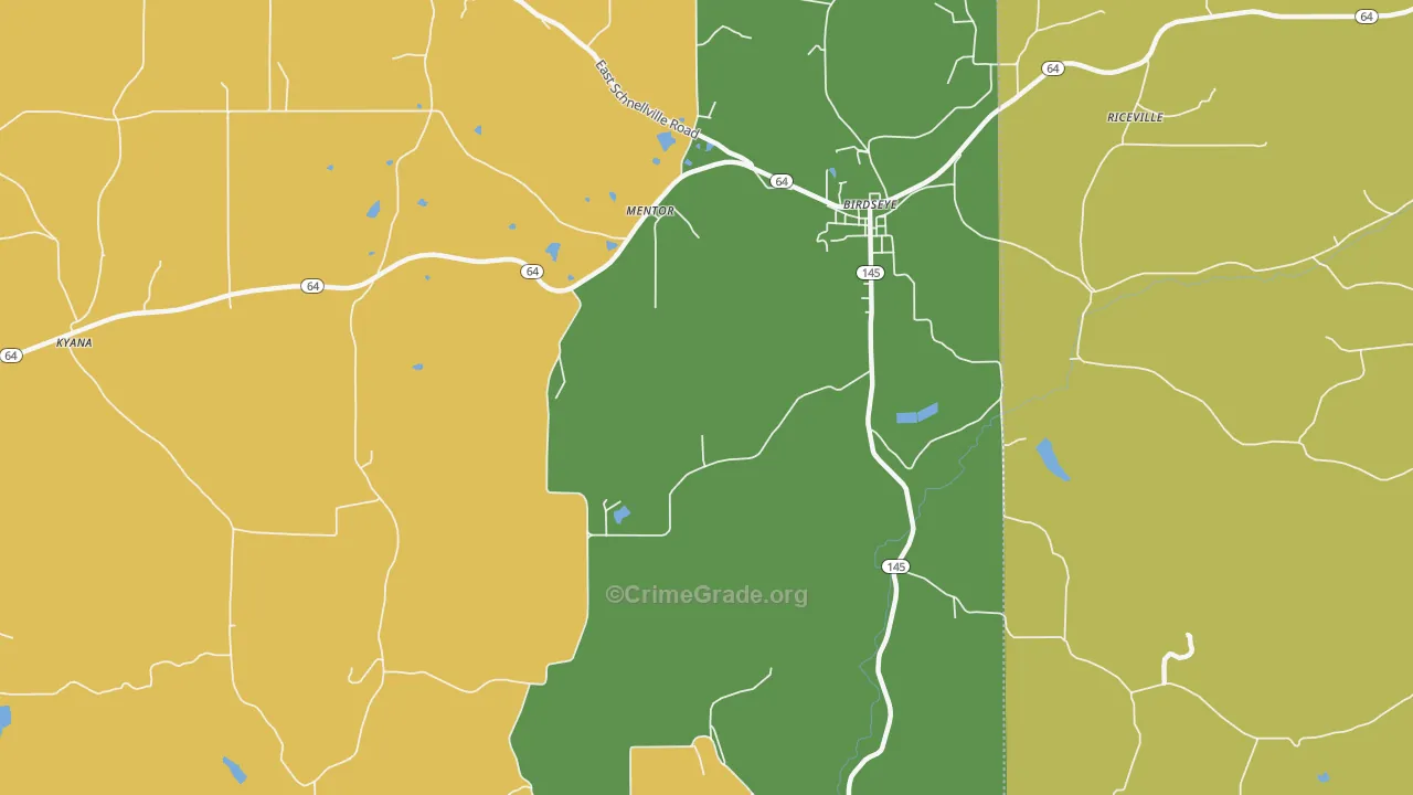 Mentor, IN Map of Robbery Rates