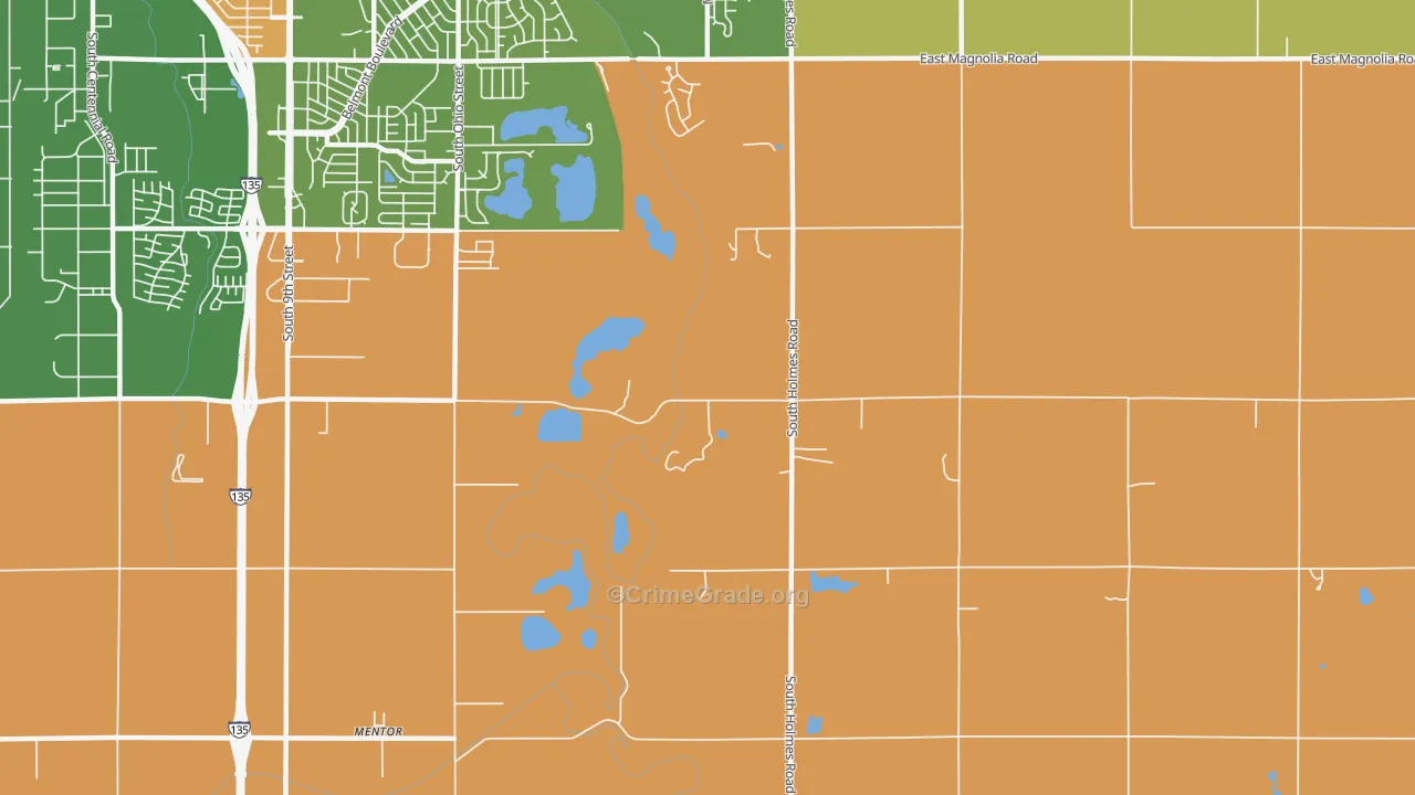 Mentor, KS Map of Robbery Rates