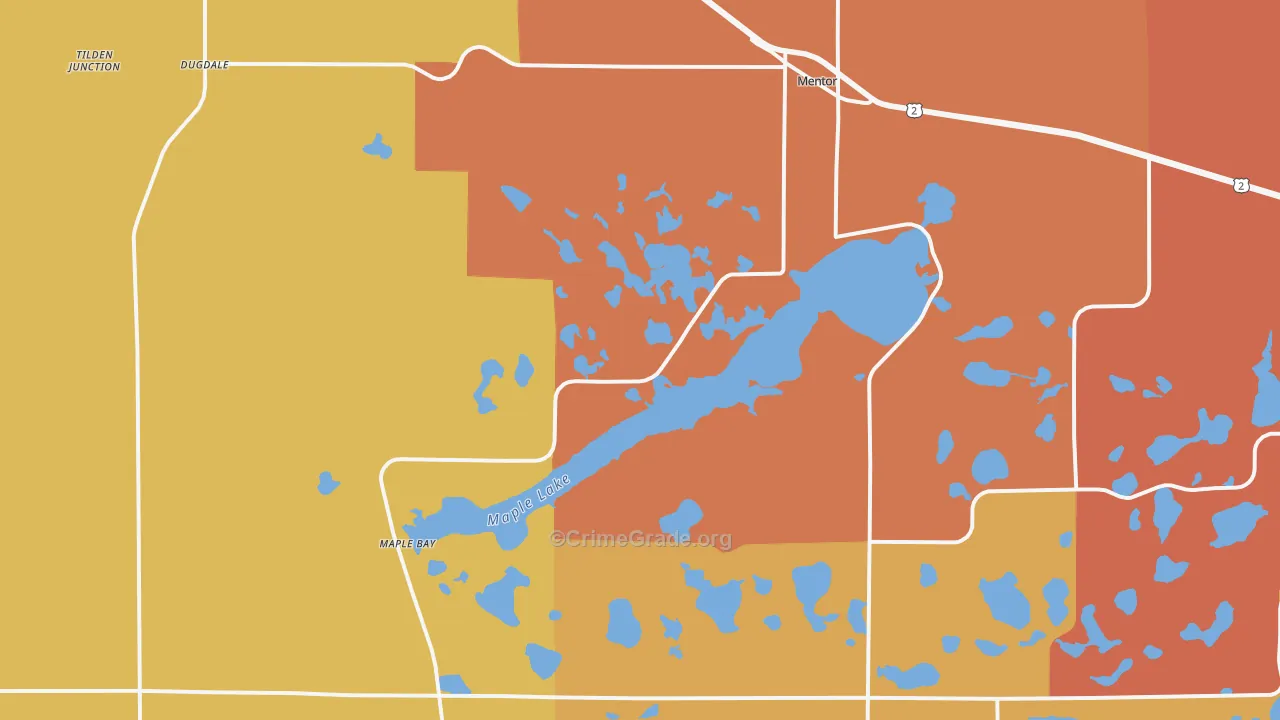 Mentor, MN Map of Robbery Rates
