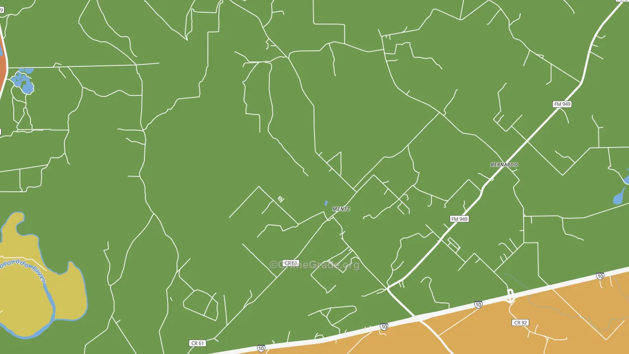 Mentz, TX Map of Robbery Rates