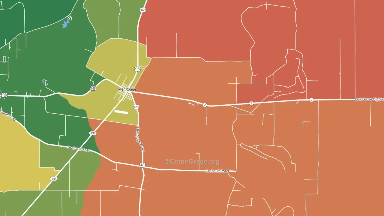 Mer Rouge, LA Map of Robbery Rates