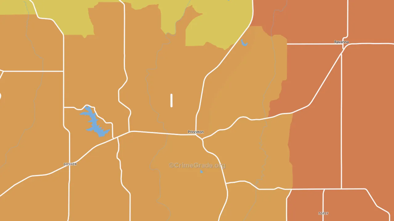Mercer County, MO Map of Robbery Rates