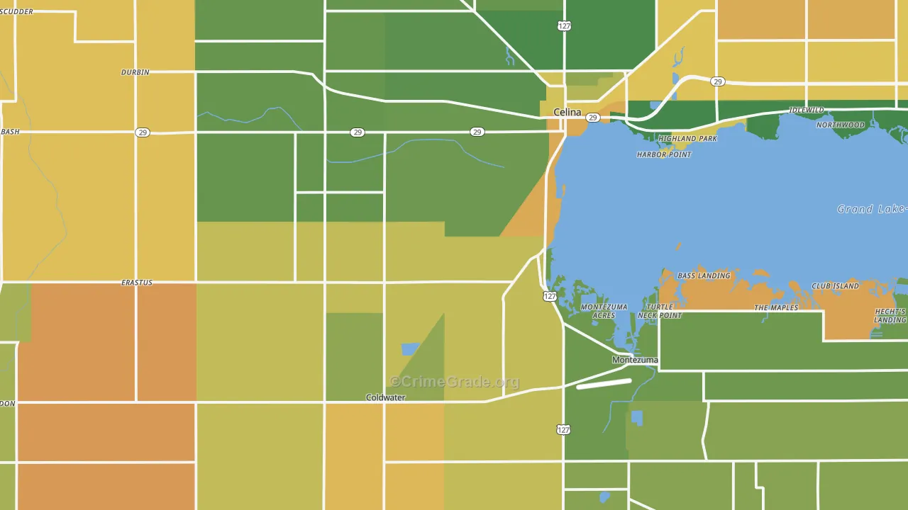 Mercer County, OH Map of Robbery Rates