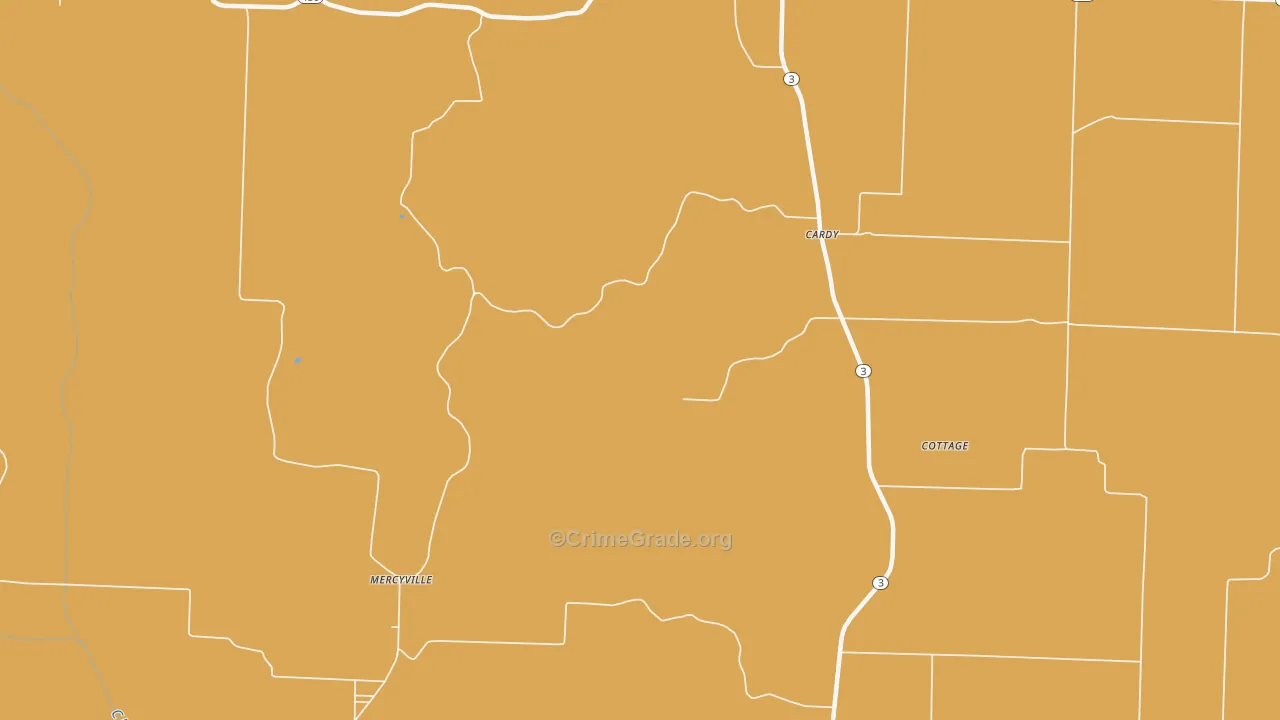 Mercyville, MO Map of Robbery Rates