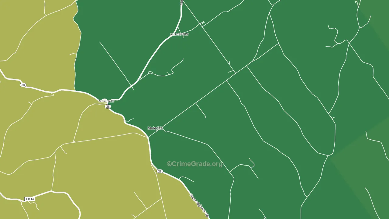 Meredith, NY Map of Robbery Rates