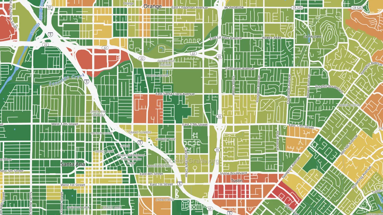 Meredith Parkwood, Santa Ana, CA Map of Robbery Rates