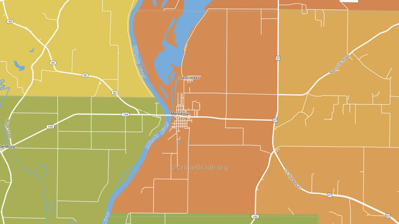 Meredosia, IL Map of Robbery Rates