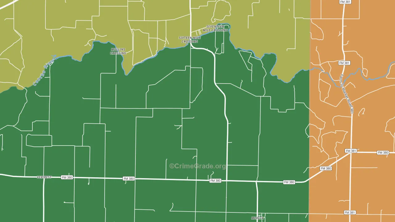 Mereta, TX Map of Robbery Rates