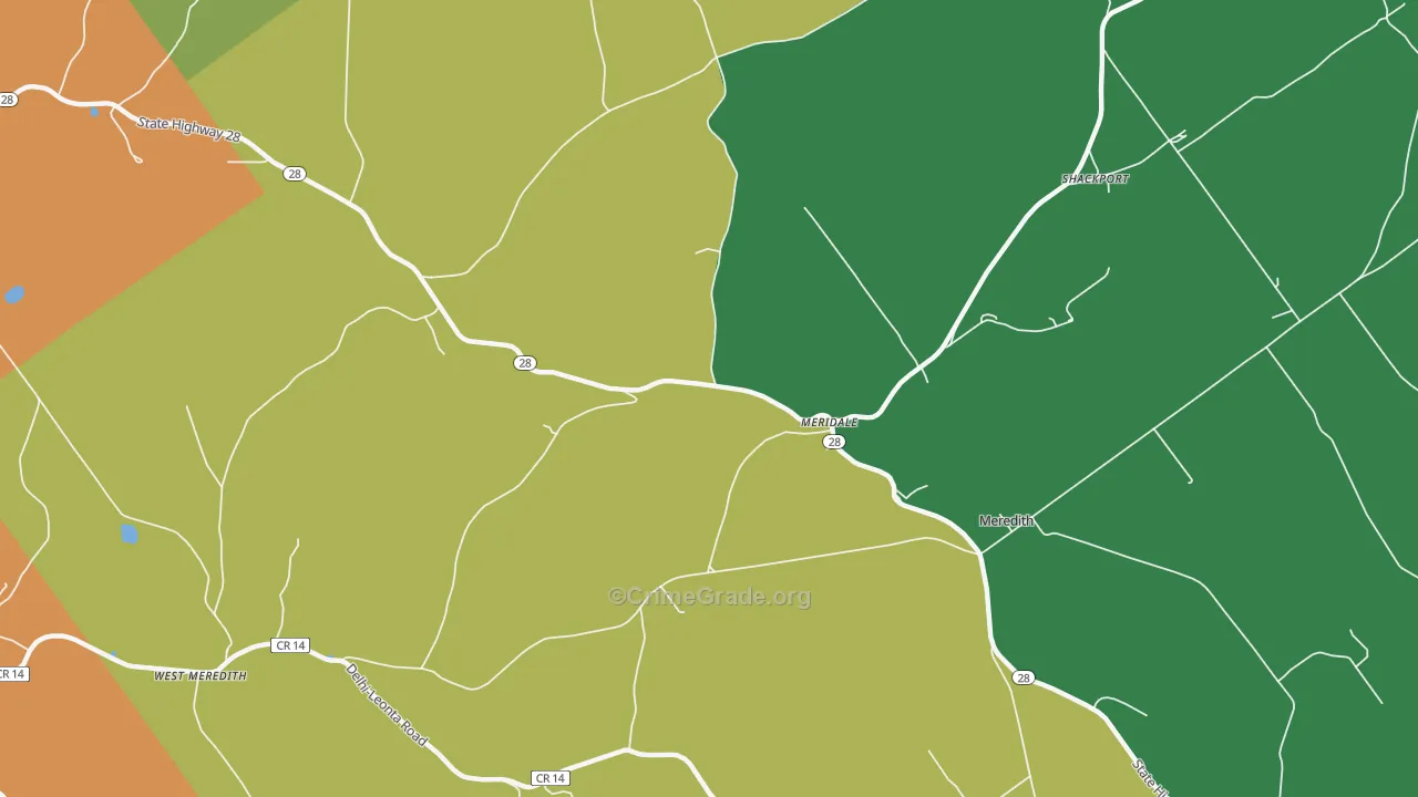 Meridale, NY Map of Robbery Rates