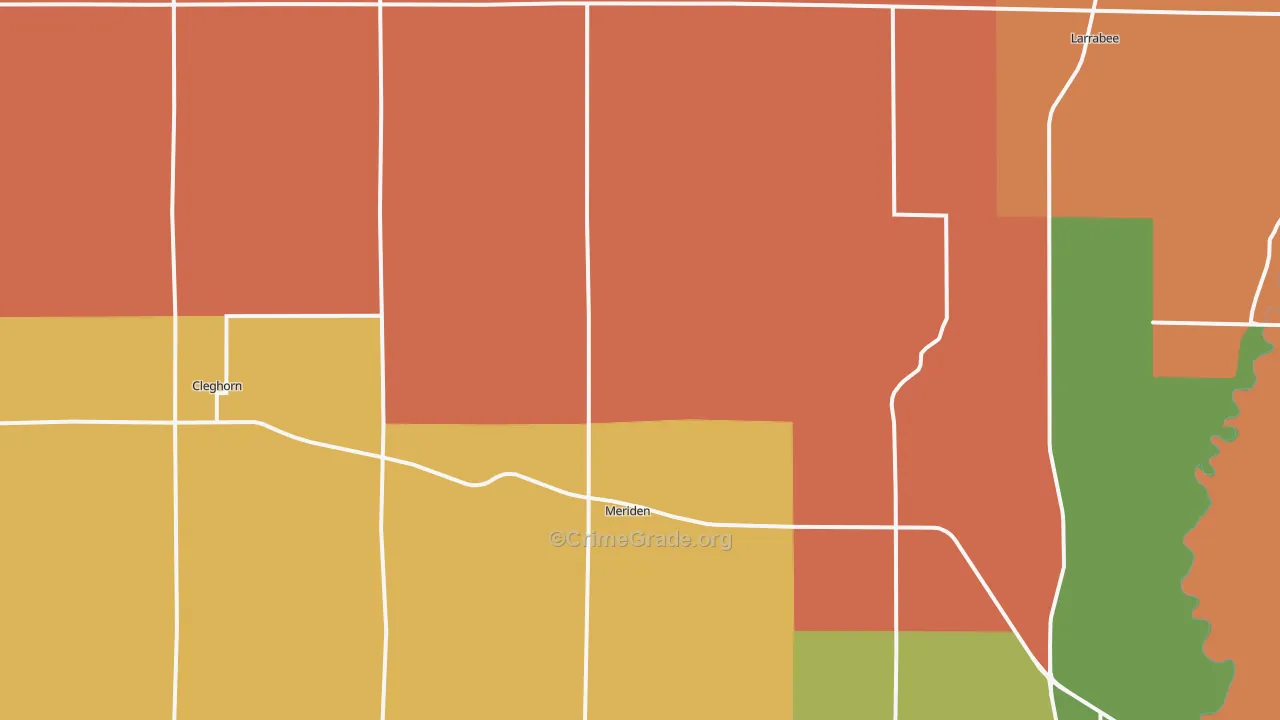 Meriden, IA Map of Robbery Rates