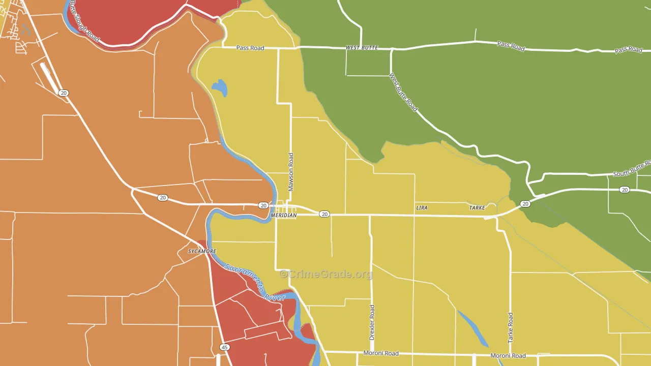 Meridian, CA Map of Robbery Rates