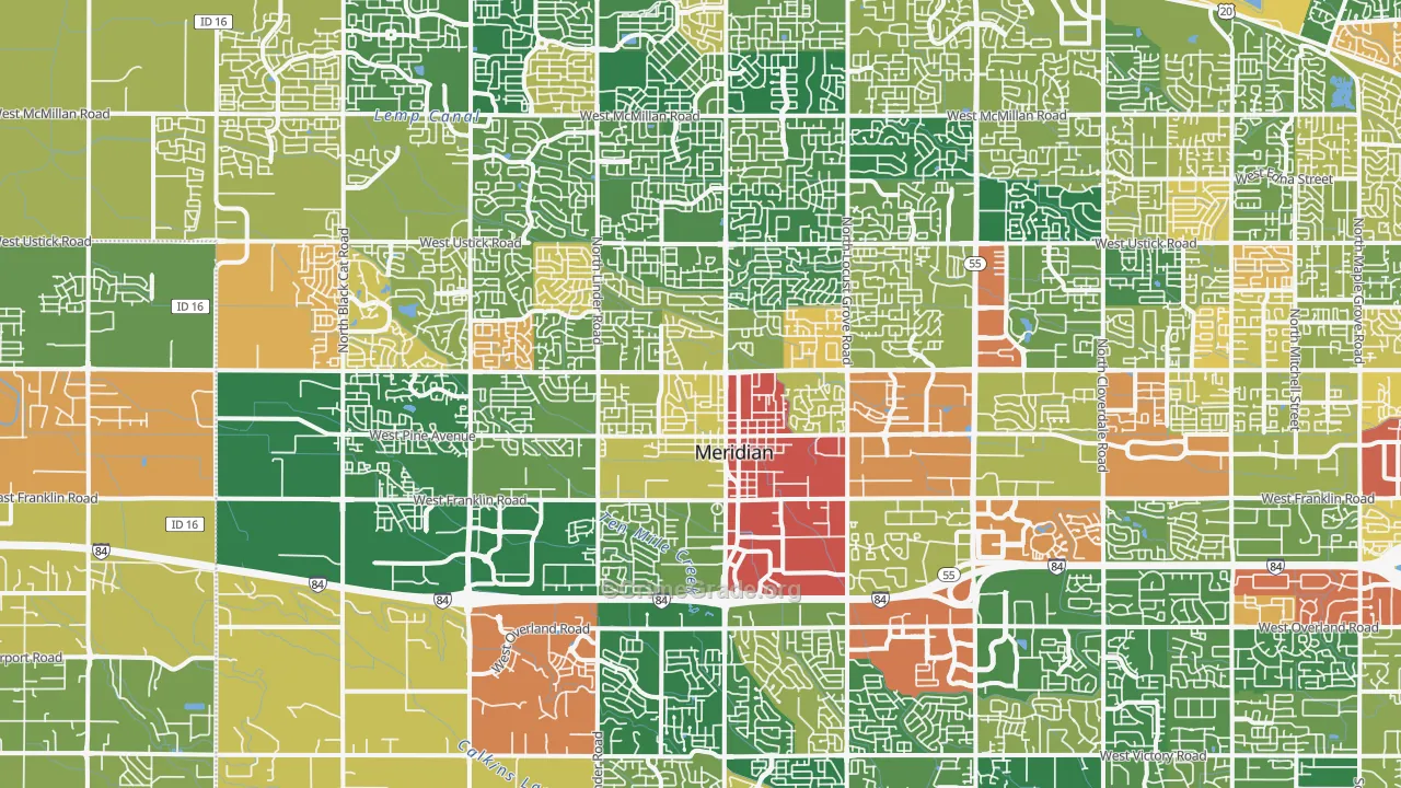 Meridian, ID Map of Robbery Rates