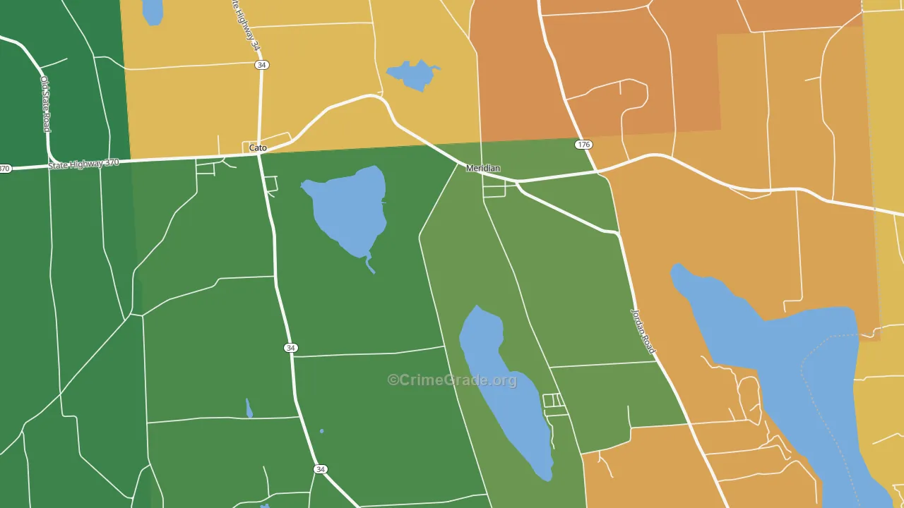 Meridian, NY Map of Robbery Rates