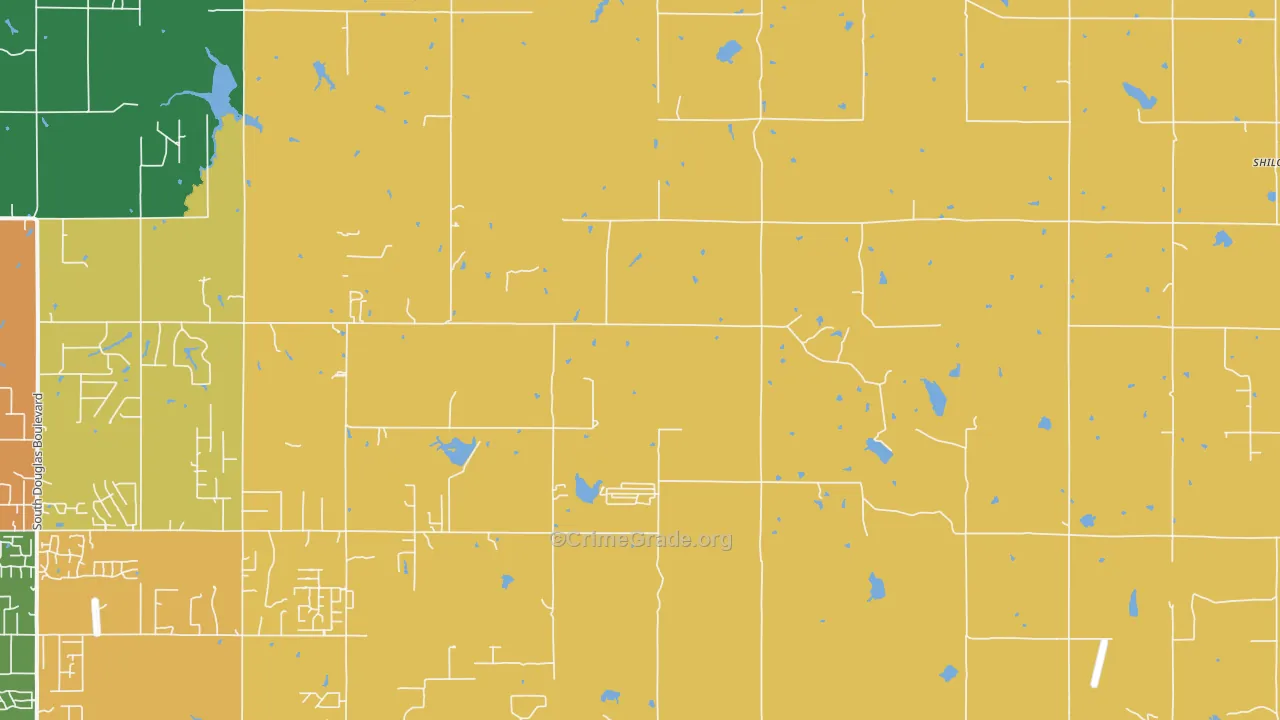 Meridian, OK Map of Robbery Rates